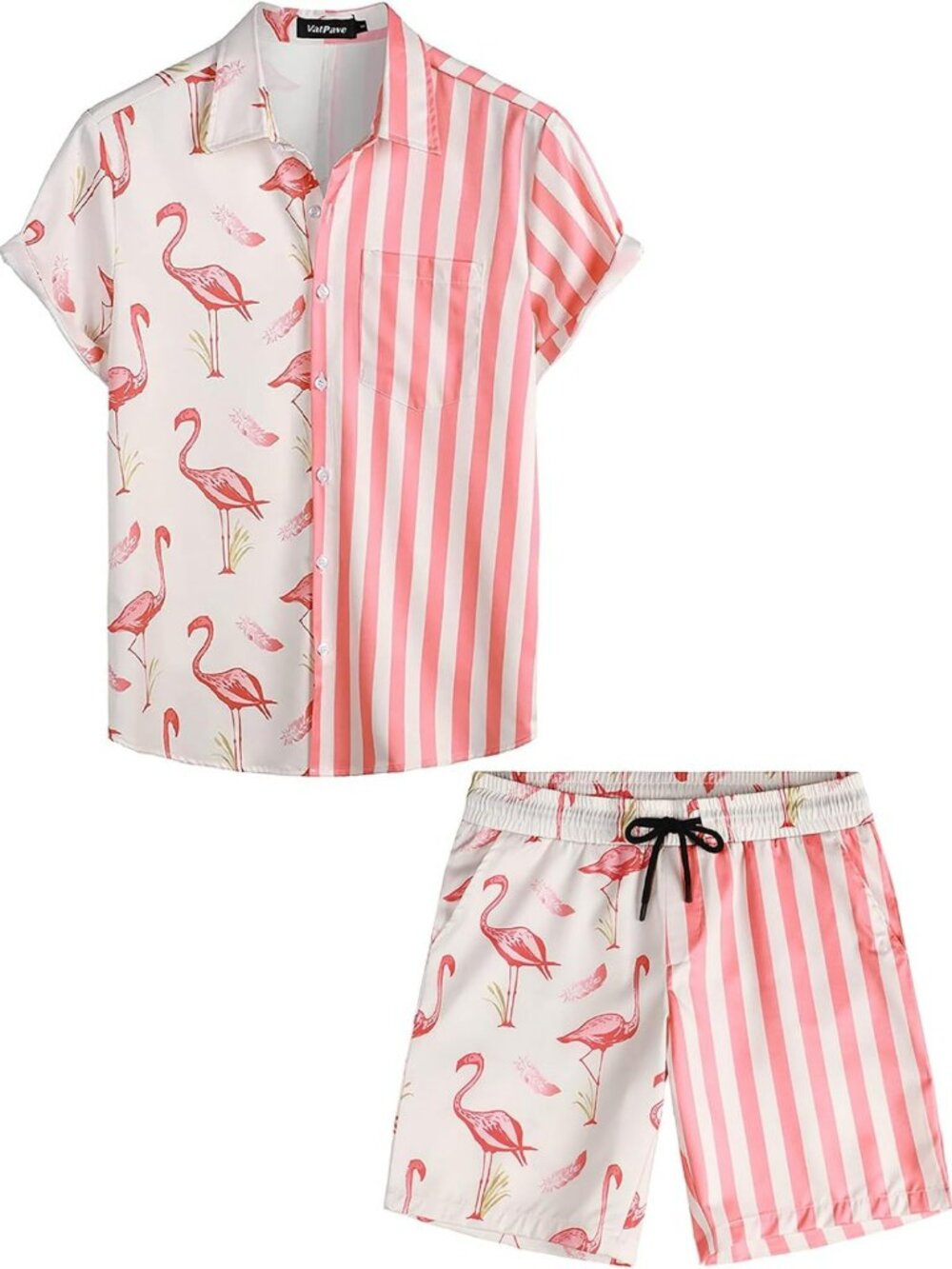Flamingo Print Hawaiian Shirt for Men | Casual Short Sleeve Button Down Top
